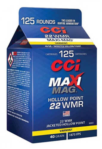22 Win Mag Rimfire 40 Grain Jacketed Hollow Point 125 Rounds CCI Ammunition Winchester Magnum